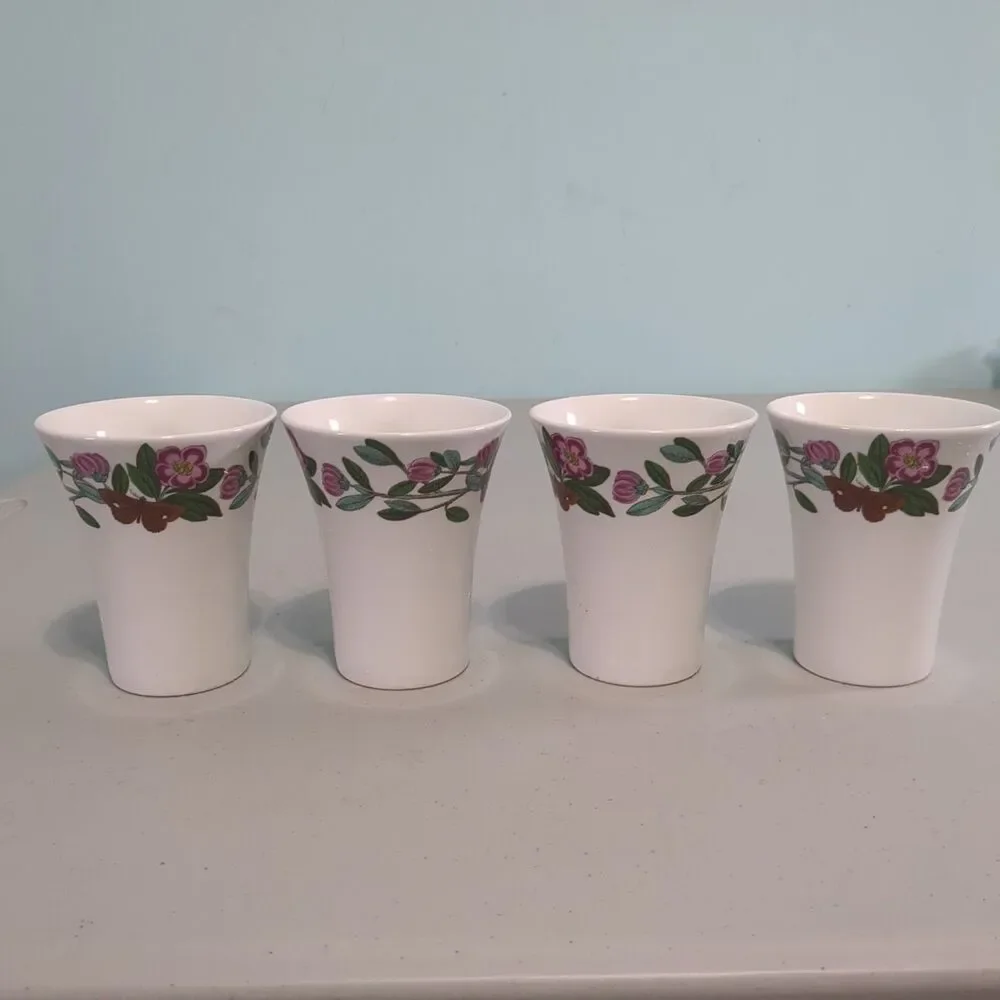 Portmeirion England Rhododendron BOTANIC GARDEN tumbler set lot of 4